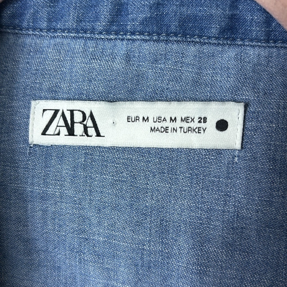 Zara The Erin Denim Wrap Asymmetric Mini Dress size M - Picture 6 of 13